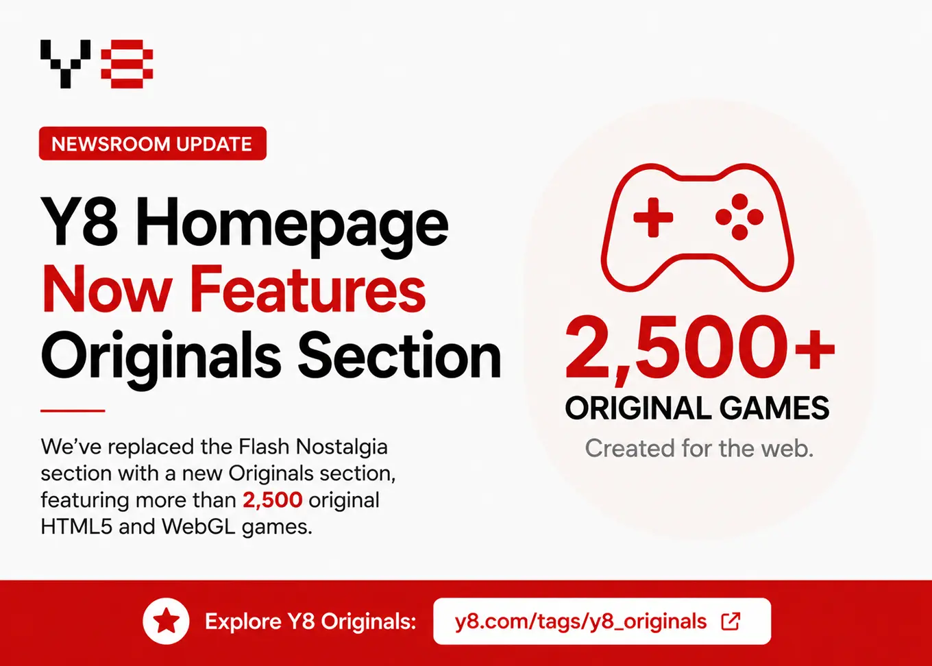 Y8 Homepage Now Features Originals Section